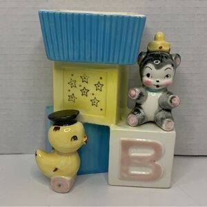 Vintage 1950s Reliable Nursery Planter Teddy Bear, Pull Duck and blocks